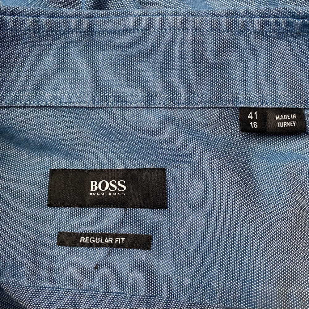 Hugo Boss Blue Sheen Button Down Shirt - Picture 8 of 12